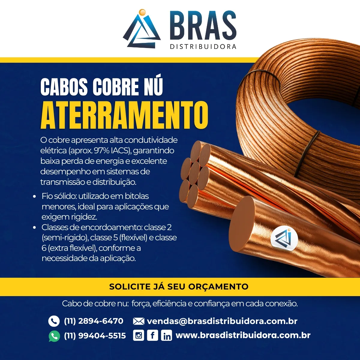 Cabo de Cobre Nú para Aterramento