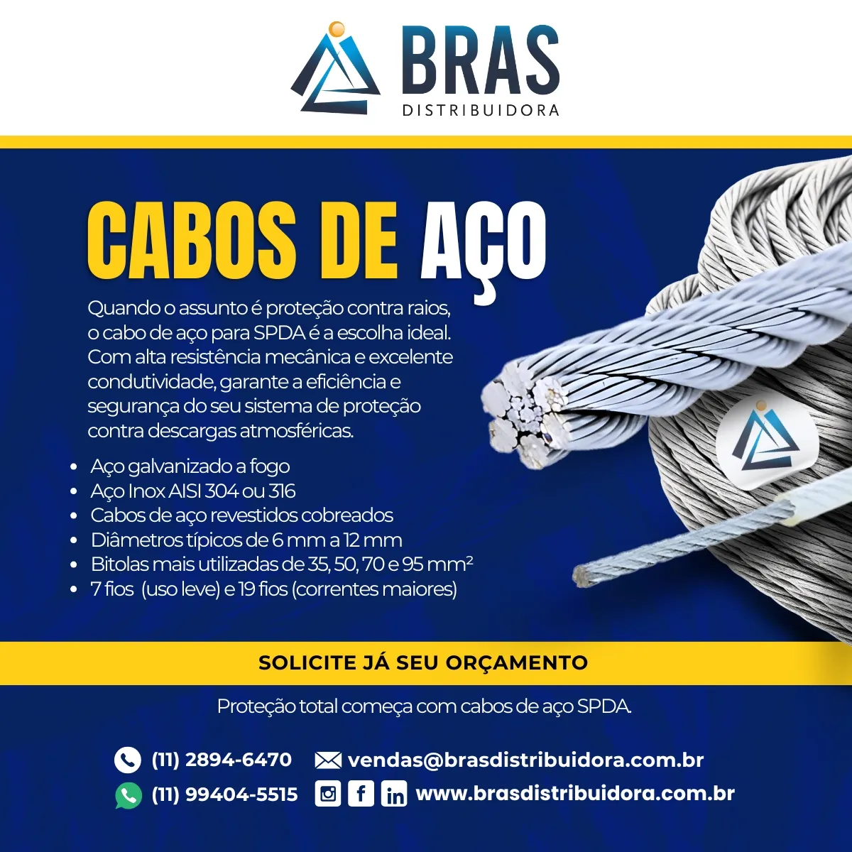 Cabos de Aço para Spda