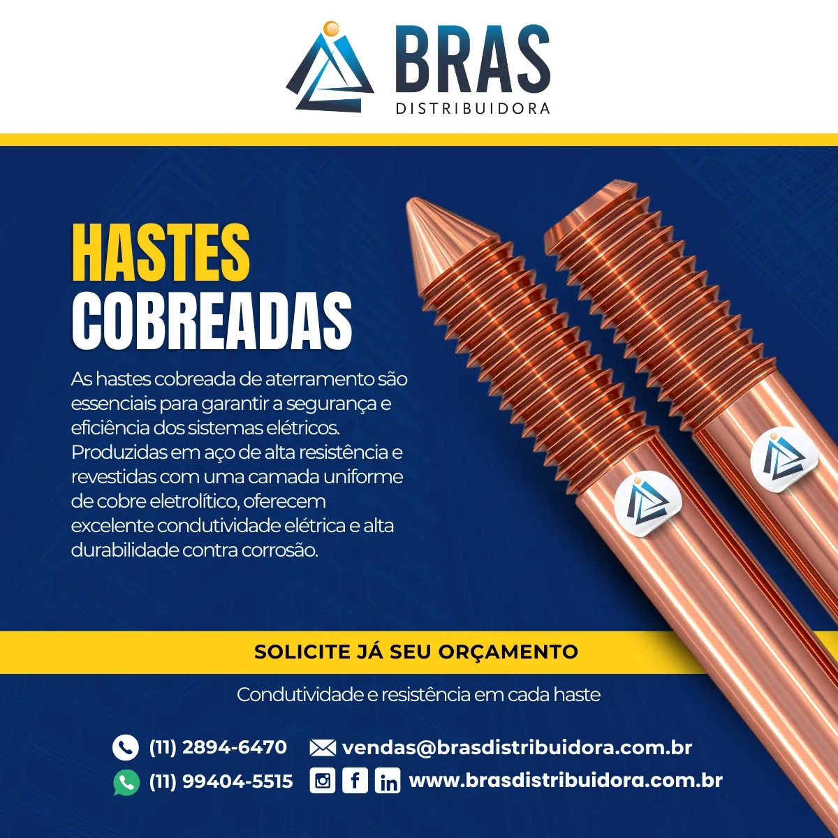 Haste Cobreada para Aterramento