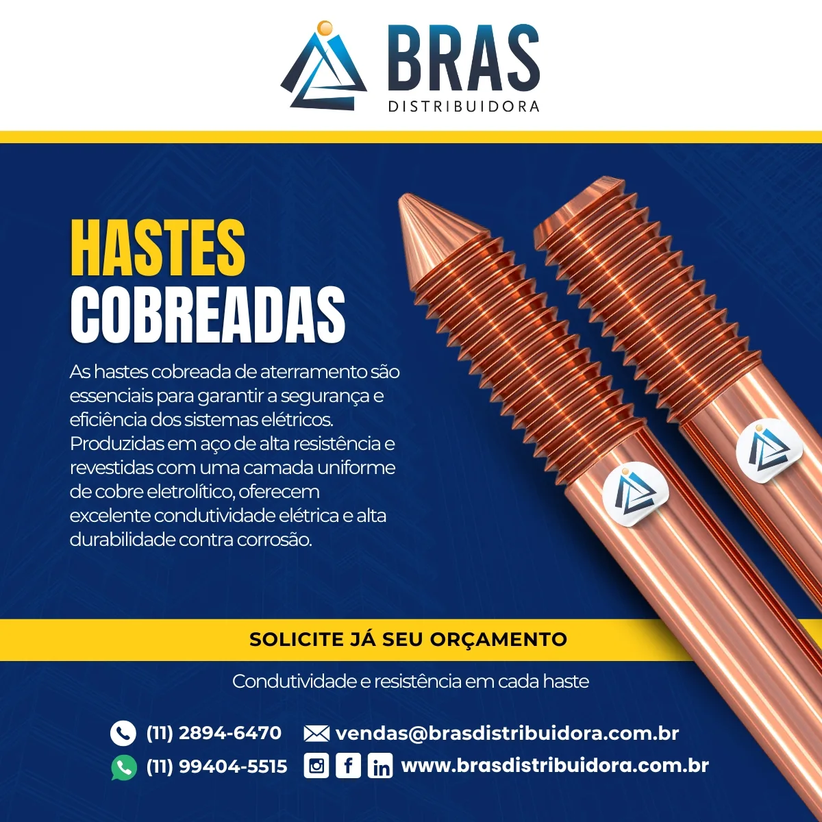 Haste Cobreada para Aterramento