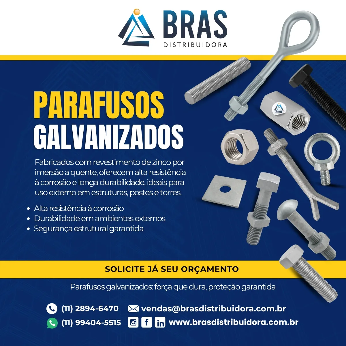 Parafusos galvanizados a fogo